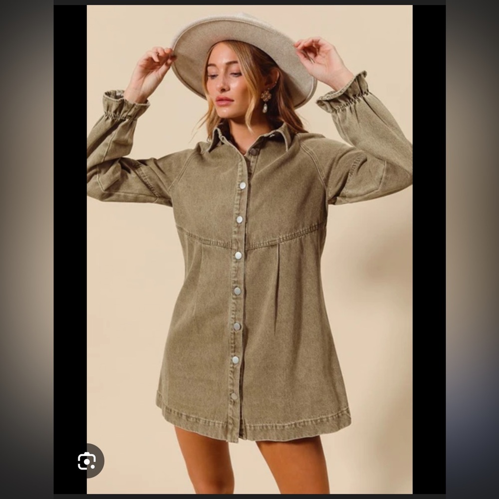 So Me Button Up Denim Mini Dress